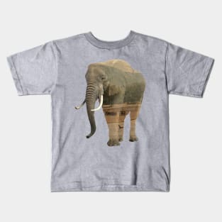 Elephant - double exposure - Africa Kids T-Shirt